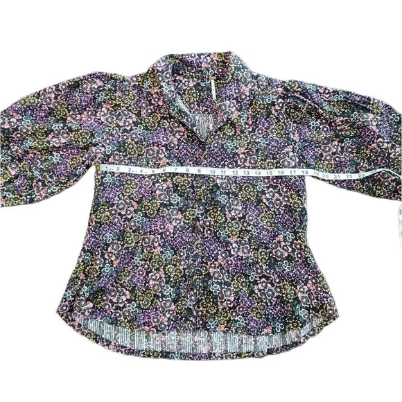 NWOT Free People Balloon Sleeve Button Front Blouse - Picture 6 of 8